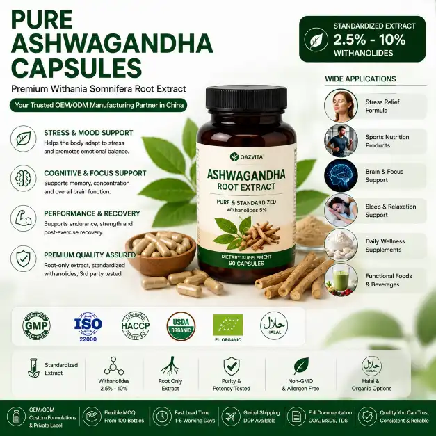 China OEM Production of Pure Ashwagandha Capsules with Scalable Supply Capacity China OEM Production of Pure Ashwagandha Capsules with Scalable Supply Capacity